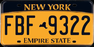 NY license plate FBF9322