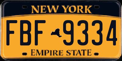 NY license plate FBF9334