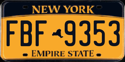 NY license plate FBF9353