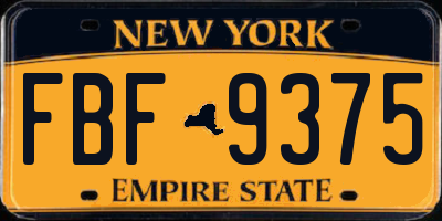 NY license plate FBF9375