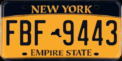 NY license plate FBF9443