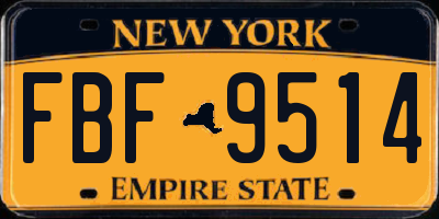 NY license plate FBF9514