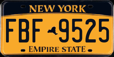 NY license plate FBF9525