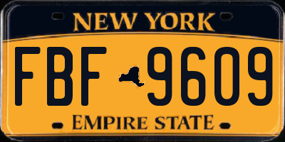 NY license plate FBF9609