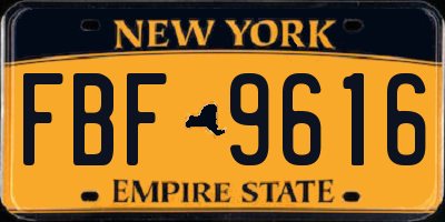 NY license plate FBF9616