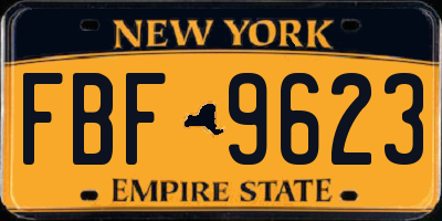 NY license plate FBF9623