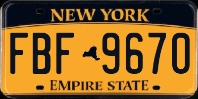 NY license plate FBF9670