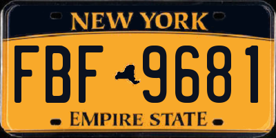 NY license plate FBF9681