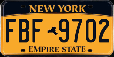 NY license plate FBF9702