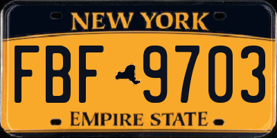 NY license plate FBF9703