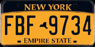 NY license plate FBF9734