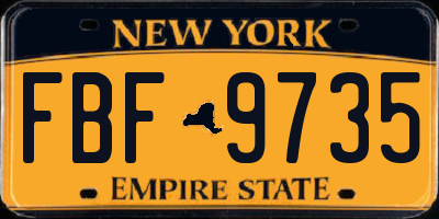 NY license plate FBF9735