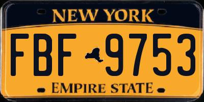 NY license plate FBF9753