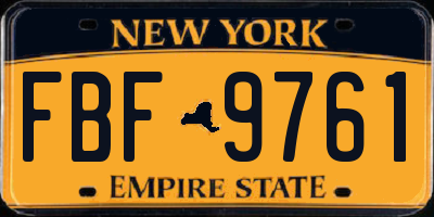 NY license plate FBF9761
