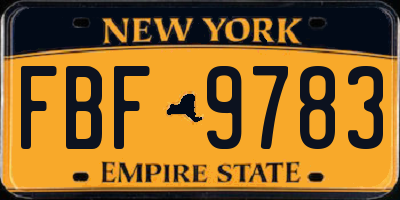 NY license plate FBF9783