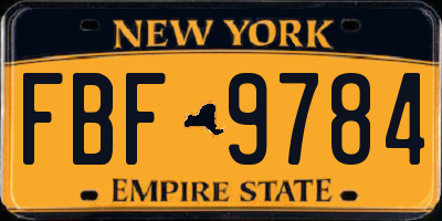 NY license plate FBF9784