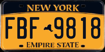 NY license plate FBF9818