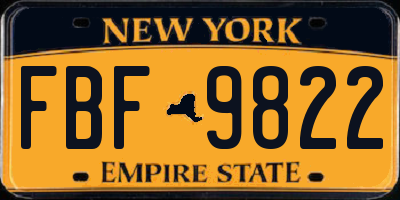 NY license plate FBF9822