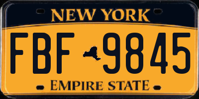 NY license plate FBF9845