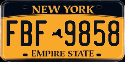 NY license plate FBF9858