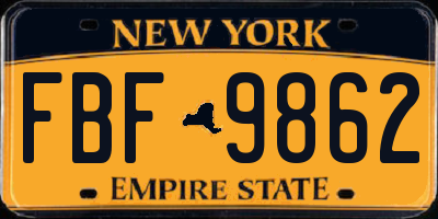 NY license plate FBF9862