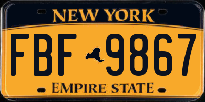 NY license plate FBF9867