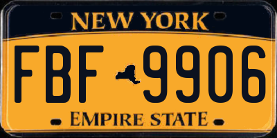 NY license plate FBF9906