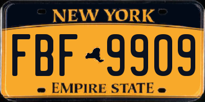 NY license plate FBF9909