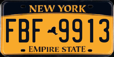NY license plate FBF9913