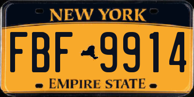 NY license plate FBF9914