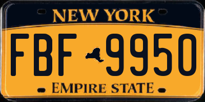 NY license plate FBF9950