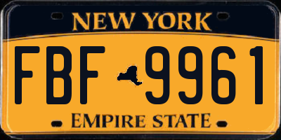 NY license plate FBF9961