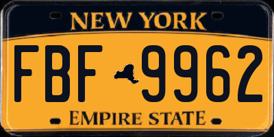 NY license plate FBF9962