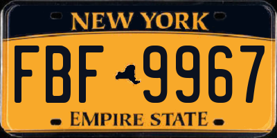 NY license plate FBF9967