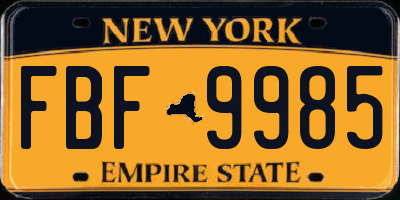NY license plate FBF9985
