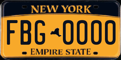 NY license plate FBG0000