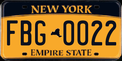 NY license plate FBG0022