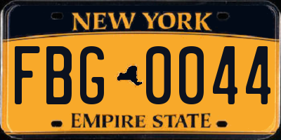 NY license plate FBG0044