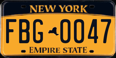 NY license plate FBG0047