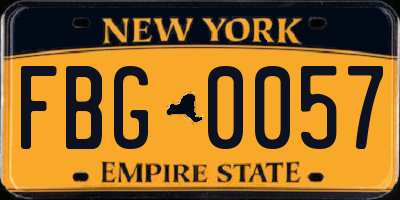 NY license plate FBG0057