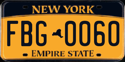NY license plate FBG0060