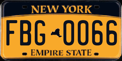 NY license plate FBG0066