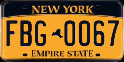 NY license plate FBG0067