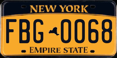 NY license plate FBG0068