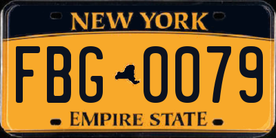 NY license plate FBG0079