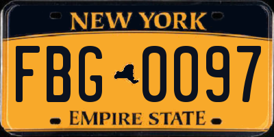 NY license plate FBG0097