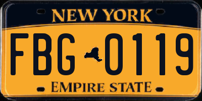 NY license plate FBG0119