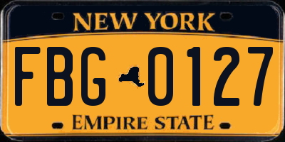NY license plate FBG0127