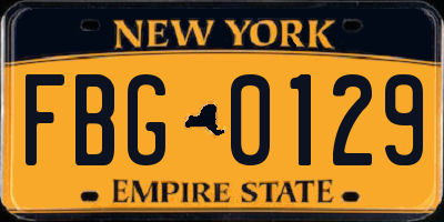 NY license plate FBG0129