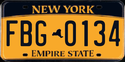 NY license plate FBG0134